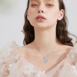 BETHZA Sun Initial Necklace 925 Sterling Silver Natural Turquoise A to Z Letters Sun Pendant 26 Alphabet Jewelry for Women Girlfriend Wife Mom-S