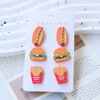 3PCS Hot Dog Fried Chips Hamburger Stud Earring Set Acrylic