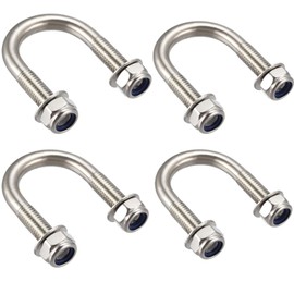 TA-VIGOR 4 sets M8 Round U-Bolts, 27mm Inner Width 52mm Length 304 Stainless Steel U-Bolts with Nut, Washer for Attaching Piping Conduit Cable Tube Brackets Boat Trailer