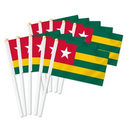 25 PCS Togolese Handheld Small Flag, Togolese Hand held Mini Decor Decoration Banner