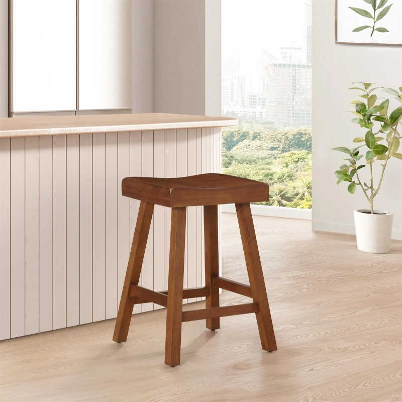 Home 2 Office Jackson 24in Saddle Barstool - Medium Oak