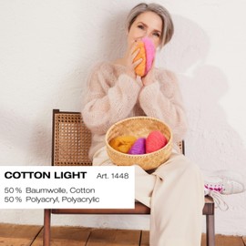 LANA GROSSA Cotton Light Multifile Cotton Blend Hand Knitting Yarn Made of 50% Cotton and 50% Polyacrylic 50 g Wool for Knitting and Crocheting 123 m Yarn FB 25