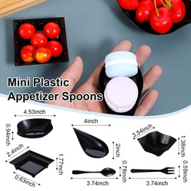 wutfuooo 300 Pcs Mini Appetizer Plates Halloween, 100 Pcs Disposable Dessert Plates with 100Pcs Spoons and 100Pcs Fork, Plastic Appetizer Bowls for Party