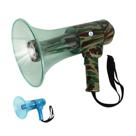 B S 50W Water Proof and Portable Mega Phone Bull Horn Speaker with 1.5W LED Lights, Alarm Siren for Outdoor Rescue, Safety Drills, Indoor Use (Camouflage)