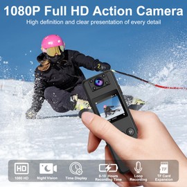 Feelhap Bodycam, 1080P HD & 120° Wide Angle Mini Camera, Small Camera, Body Cam with 180° Rotating Lens, Bicycle Camera, Sports Camera with Automatic Night Vision & Motion Detection