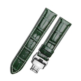 MUENShop 20mm Leather Watch Straps Quick Release Polished Deployment Buckle Black Brown Blue Green Classic Design Calf Leather Replacement Watch Band