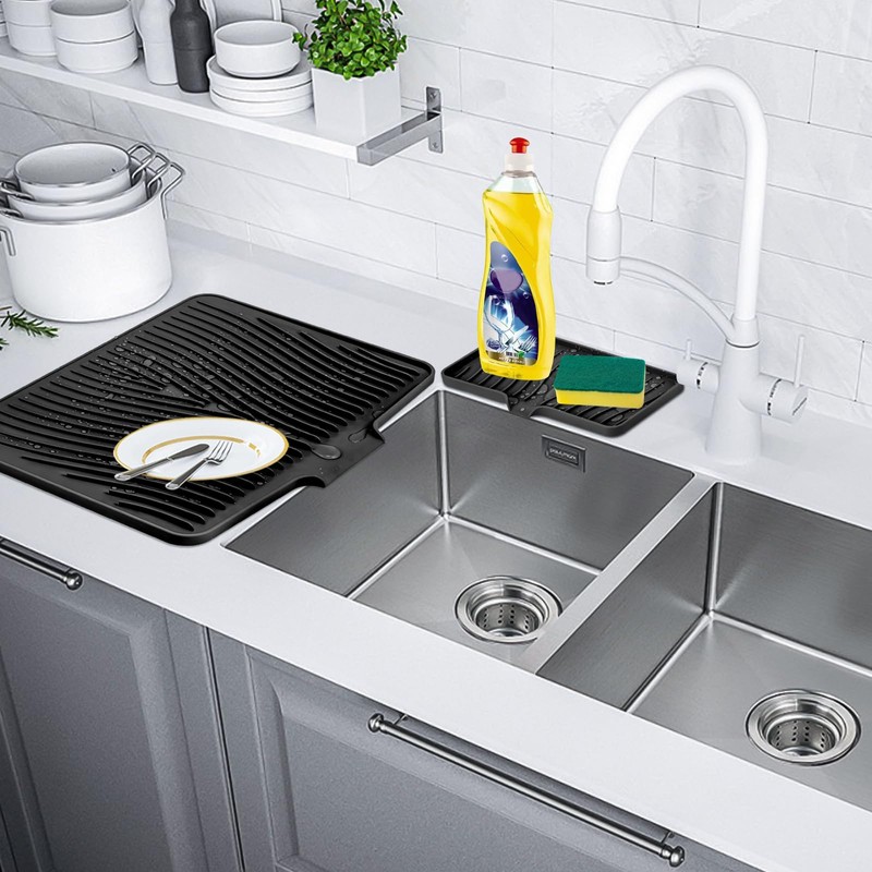 TIKNIK Silicone Dish Drying Mat for Kitchen Counter, Dish Drying