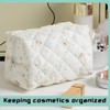 ZEPIQOR Floral Quilted Large Capacity Soft Cotton Cosmetic Bag for