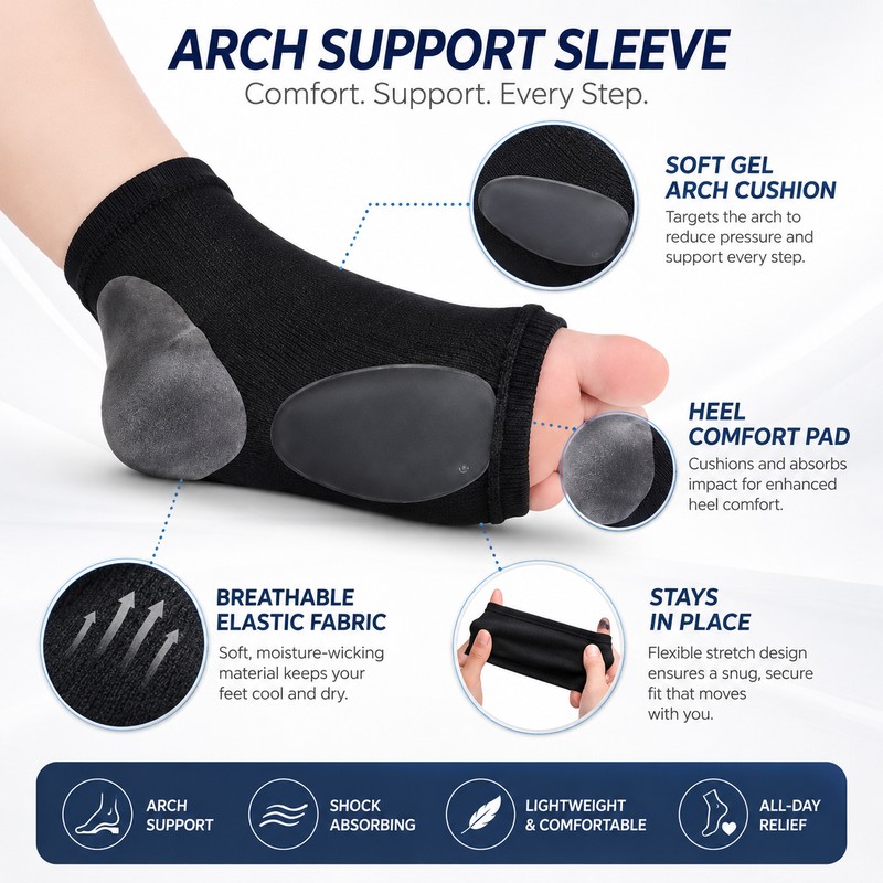 Arch Support Sleeves for Women – Cushioned Gel Pad Foot