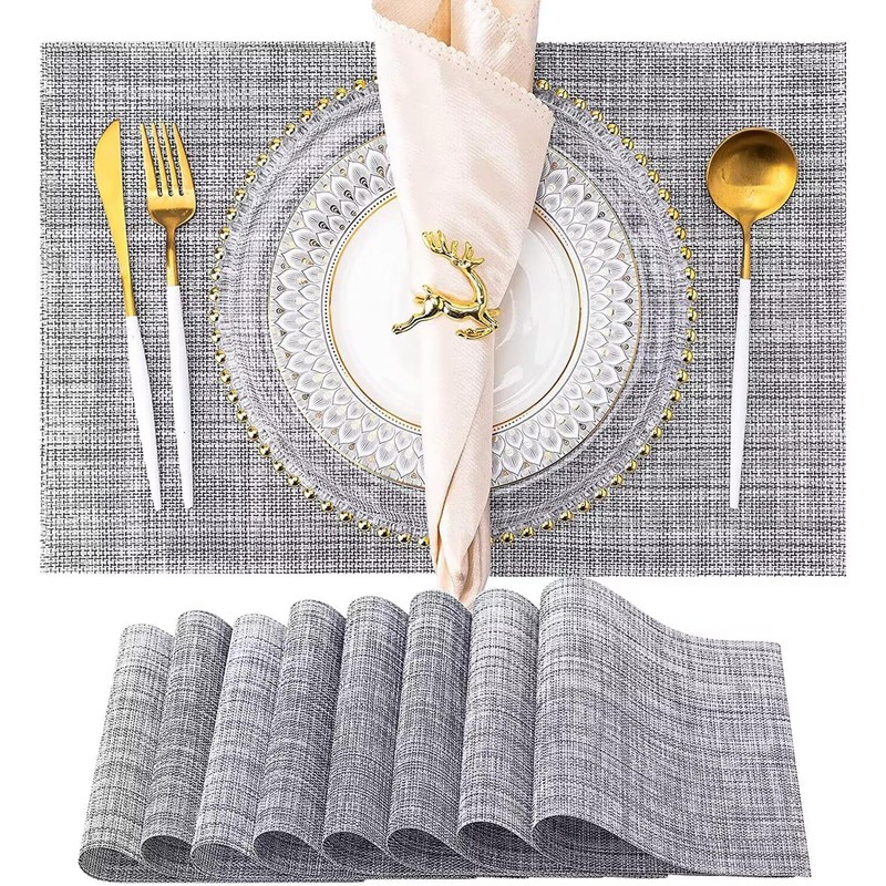 Set of 6 Placemats, Washable, PVC, Plain, Placemats, Stylish, Scandinavia,