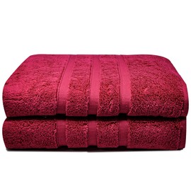 Bath Towels 600gsm Zero Twist Cotton | 2 Packs 70x120cm | Large Quick Drying & Highly Absorbent for Pool Spa Gym & Daily Use Luxe Hotel Quality (Cranberry Red, 2)