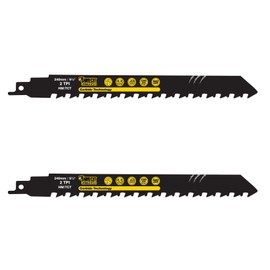 2 x SabreCut SCRS1543HM_2 Tungsten Carbide 240mm 2 TPI S1543HM Small Bricks Poroton Fibre Cement Concrete Straight Cutting Reciprocating Sabre Saw