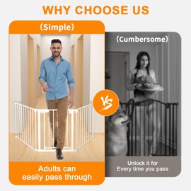 80-29" Extra Wide Baby Gate with Cat Door 32.28” Tall,Baby Gate with Door Dog Gate Pet Gate for House Stairs Fireplace Doorways, Auto Close Safety Gate,Hardware Mounted…