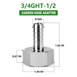 TAISHER 1PCS 304 Stainless Steel Garden Hose Repair Connector, 5/16" Barb x 3/4" GHT Male Garden Hose Adapter with Hose Clamps