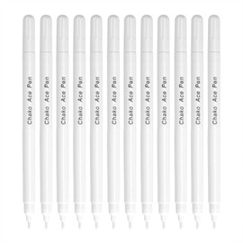 12pcs White Color Water Erasable Fabric Marking Pens, Disappearing Ink Marker Gel Pens, Professional Mark Pens, Auto Vanishing Colored Quilting Tracing Sewing Tools Kit for Cloth Textile Paints