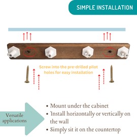 Stand Mixer Attachment Holder, Wood Wall Mounted Holder with 4-Pack Plastic Hangers, Kitchen Accessories Storage Organizer Parts Compatible with Kitchenaid Mixer Attachments for Space-saving, Walnut