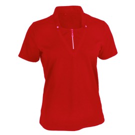 Monterey Club Women's Radiance Solid Zip Collar Top #2442 (Lipstick Red, Small)