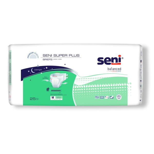 Seni Super Plus Unisex Adult Incontinence Briefs with tabs, Size