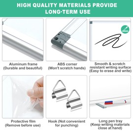 H-Qprobd 3' x 2' Whiteboard Dry Erase White Board for Wall 36x24 (3pcs) Magnetic Boards for Office Classroom & Home, Small Wall Whiteboard Including 6 Markers, 20 Magnets, 2 Erasers