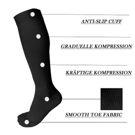 DDOBB 4 Pairs of Compression Stockings for Men and Women, Support Stockings, Compression Socks, Support Socks, Travel Socks for Flight Sports Running Cycling, Black*4