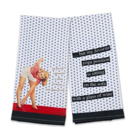 Boston International Anne Taintor Vintage Style Retro Kitchen Gift Cotton Dish Tea Towel Set, 28 x 18-Inches, Yoga