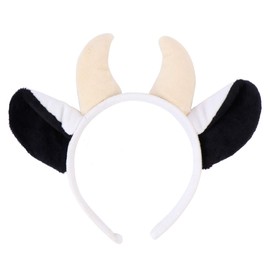 TOYANDONA Plush Cow Ear Headband Cute Zoo Animal Headband Jungle Safari Party Headband Horns Hair Band for Party Show Performance Cosplay