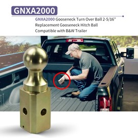 Vsttar GNXA2000 Gooseneck Ball Hitch Tum Over Ball| 2-5/16" Gooseneck Tow-Hitch Ball |30000lbs Load Capacity |Ball Gooseneck Replacement Compatible with B&W Trailer Hitches Part Number GNXA2000
