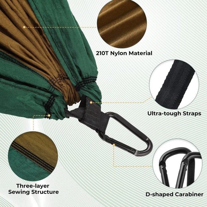 Glymnis Camping Hammock for 2 Person Nylon Lightweight Portable Double