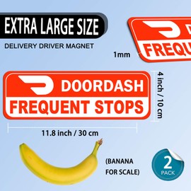 NIMONA Doordash Magnets for Car - 2-Pack Caution Frequent Stops Removable Set - Reflective Delivery Magnetic Car Door and Bumper Sign - Weather-Resistant 11.8 x 4 inch (Red-White 2 pack)