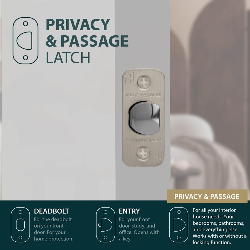 Mega Handles 2-Way Adjustable Privacy Round Door Latch, Universal for