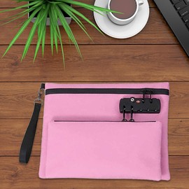 Lockable Money Bag - Travel Pouch with Zipper,Waterproof Double Layer Cash Bag for Hotel Car School Travel Home Hospital Boat Bank Camping Dorm