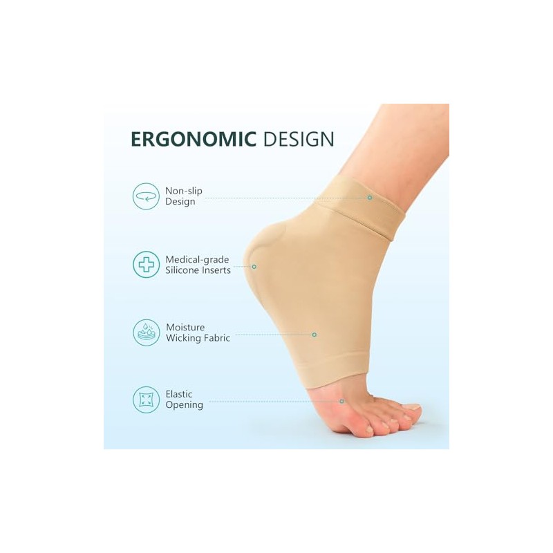 Achilles Tendonitis Support Heel Protector - Compression Padded Sleeve Socks