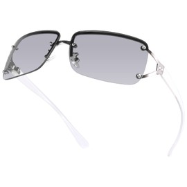 Dollger Rimless Y2K Sunglasses for Women Men Rectangle Trendy Glasses Retro Frameless Fashion Wrap around Sunnies Futuristic 90s