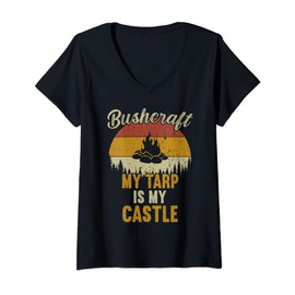 Womens Bushcraft - My Tarp is My Castle/Bushcraft Survival V-Neck T-Shirt