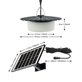Solar Powered Pendant Light 244-LED Outdoor Sensor Light with 5 Modes & Remote Control Waterproof Security LED Light for Outdoor Use Energy Saving 4400