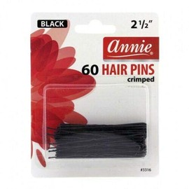 Annie Ball Tipped 60 Hair Pins 2 1/2" Crimped Black 3316