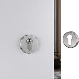 Pair of Rosettes Hole Cylinder Compatible with Yale Hole, Nozzles for Door Lock - Rosettes Sold as Pair (Round, Satin Chrome)