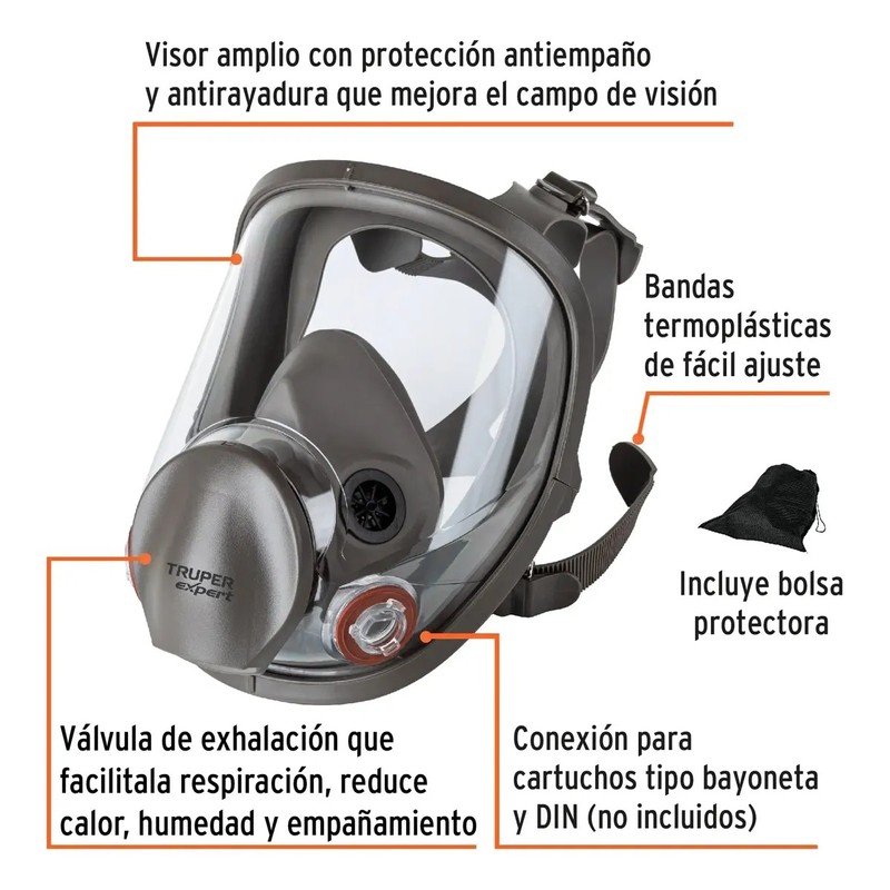 Careta Fullface Respirador P Vapores Gases Nom-10-stps-2014