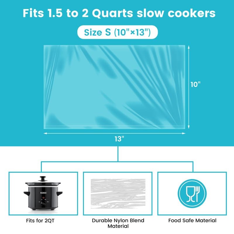 KOOC Slow Cooker Liners 10"x13" 30 count Small Size Disposable