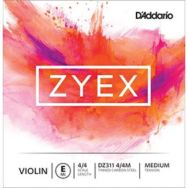 D'Addario Zyex Violin Single E String, 4/4 Scale, Medium Tension