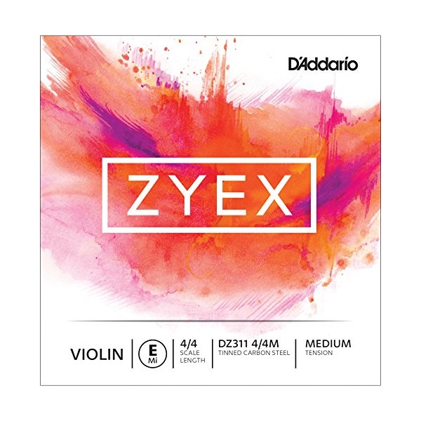 D'Addario Zyex Violin Single E String, 4/4 Scale, Medium Tension