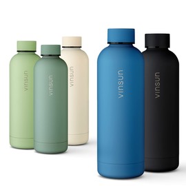 Vinsun Stainless Steel Drinking Bottle 500 ml Blue - Leak-Proof, Suitable for Carbonated Drinks, BPA-Free, Thermos Flask for Sports, Outdoors, School, University, Bicycle, Office, Gym,