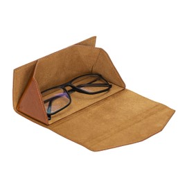 Solo Pelle Foldable Glasses Case Genuine Leather Portable Glasses Box Folding Glasses Case with Magnetic Closure Sunglasses Case for Men Women Children, cognac brown