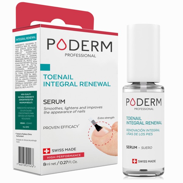 PODERM – 2 in 1 TOENAIL INTEGRAL RENEWAL – Restores Appearance of Discolored/Damaged Nails – Toe and Fingernail Repair – 100% Natural Ingredients and Vegan – Quick & Easy – Swiss Made