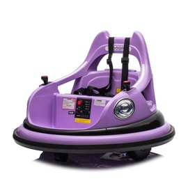 12V ride on bumper car for kids,electric car for kids,1.5-5 Years Old,W/Remote Control, LED Lights, Bluetooth & 360 Degree Spin, Vehicle body with anti-collision padding Five-point Safety Belt,2wd - Color: purple