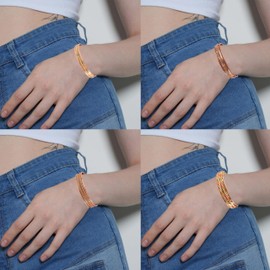 Touchstone Tibetan Indian Spiritual Buddha Bracelet Three Metal Copper Brass Peace Healing Chakra Yoga Meditation Mantra Jewellery for Women., Copper, Copper 9