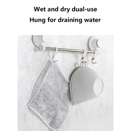 HABOQUAN Multi-Purpose Anti-Scratch Steel Wire Dishwashing Scrubber - Oil-Free Metal Cleaning Cloth, Double-Sided Silver Thread Imitation Steel (7.87 Inches, 10-Pack)