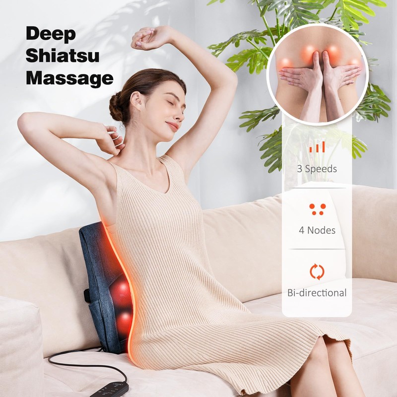 Boriwat Neck and Back Massager with Heat, 3D Kneading Shiatsu