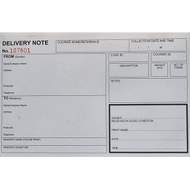 Delivery Note, Proof of Delivery Notebook, 50 Triplicate Copies per Book, POD, Size A5