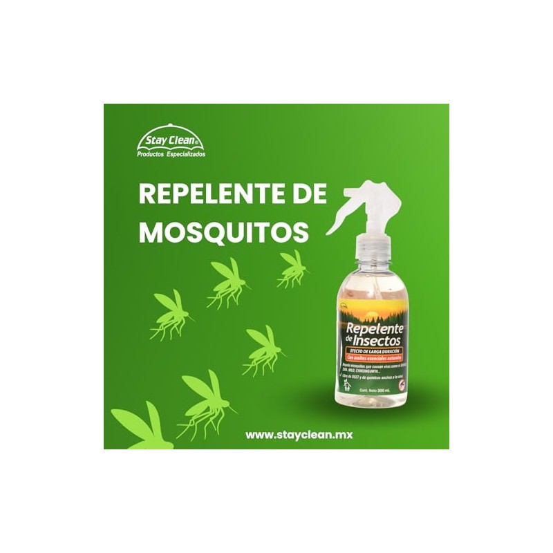 REPELENTE DE INSECTOS y MOSQUITOS 300ML de STAY CLEAN. DEFENSA